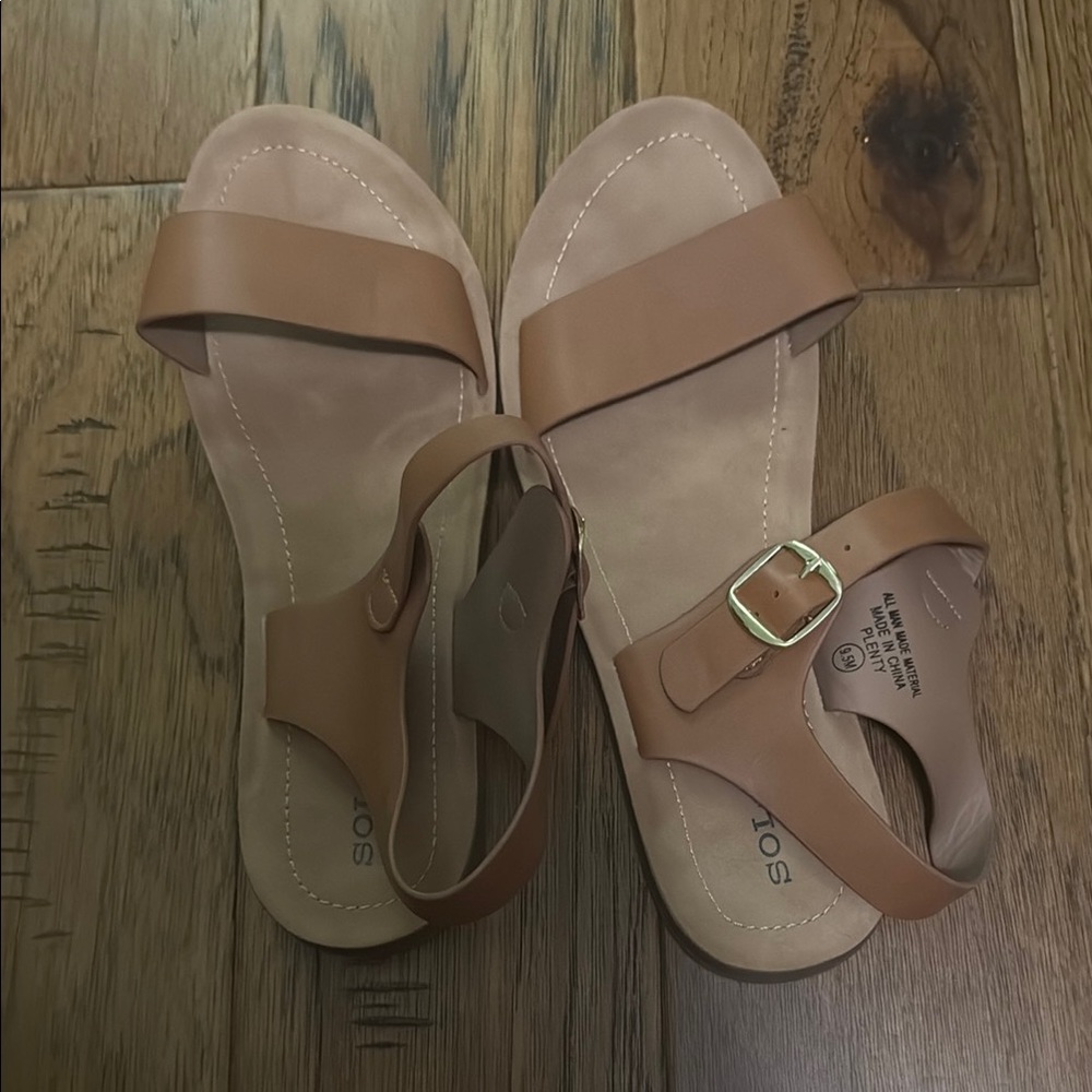 Soludos Tan Suede Sandals with Ankle Strap